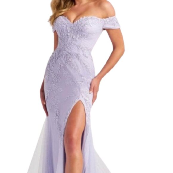 NWT Colette By Daphne CL8645 Glitter Tulle Evening Dress Lilac Size 10 - Picture 1 of 7